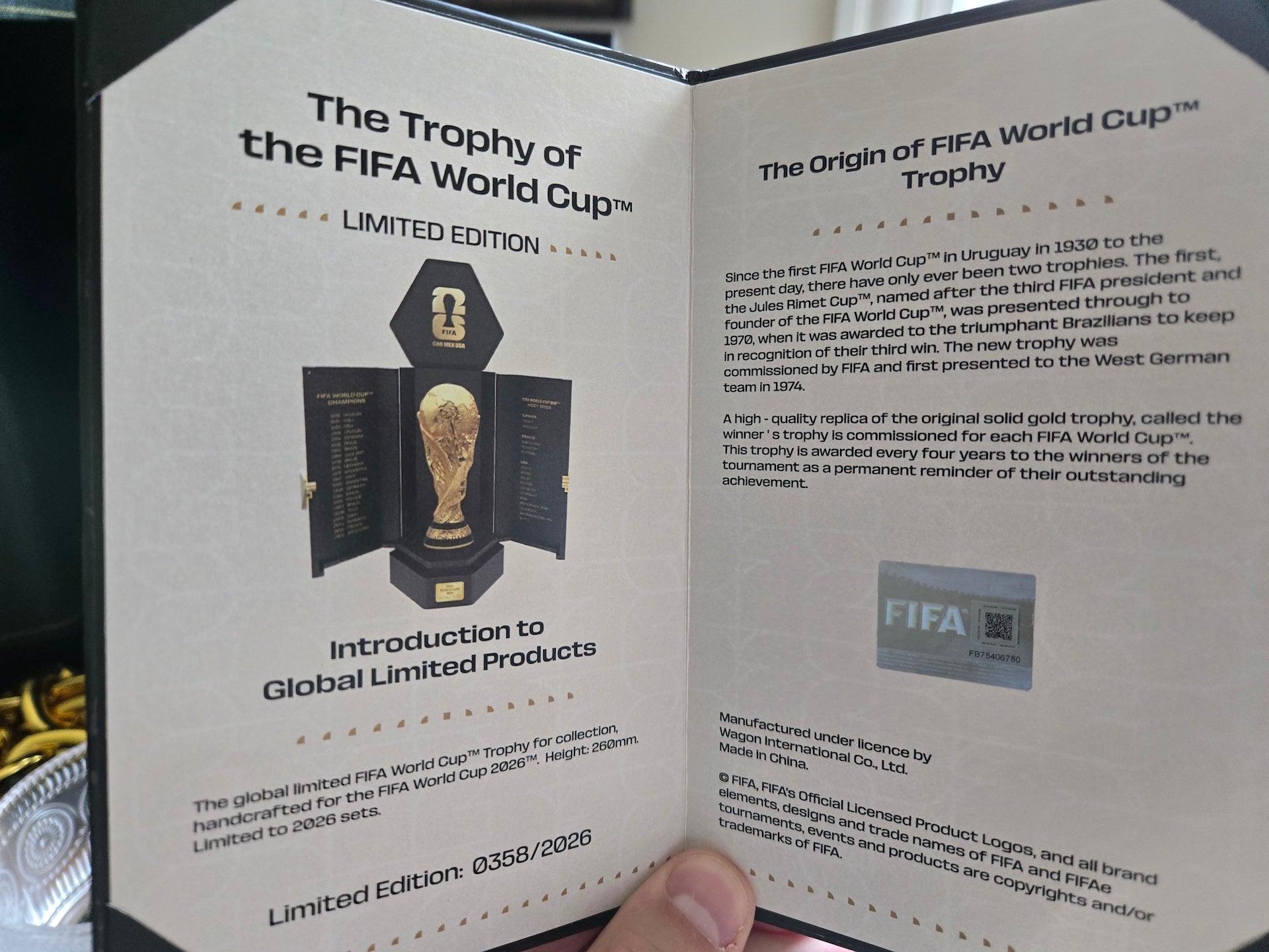 World Cup Trophy 260mm Premium Replica Soccer F26-PKTR-0001 Gold