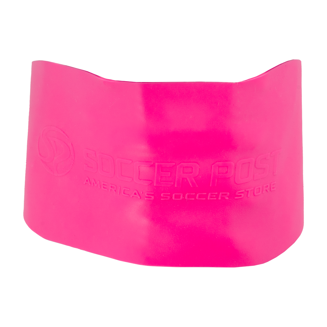 A bright pink silicone Soccer Post Lace Lock Band featuring the embossed text "Soccer Post" and "America's Soccer Store."