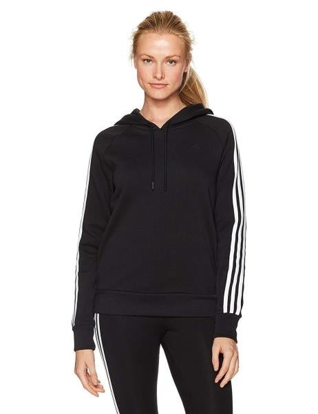 Adidas Womens Cotton Fleece 3 Stripe Hoodie--City Sports