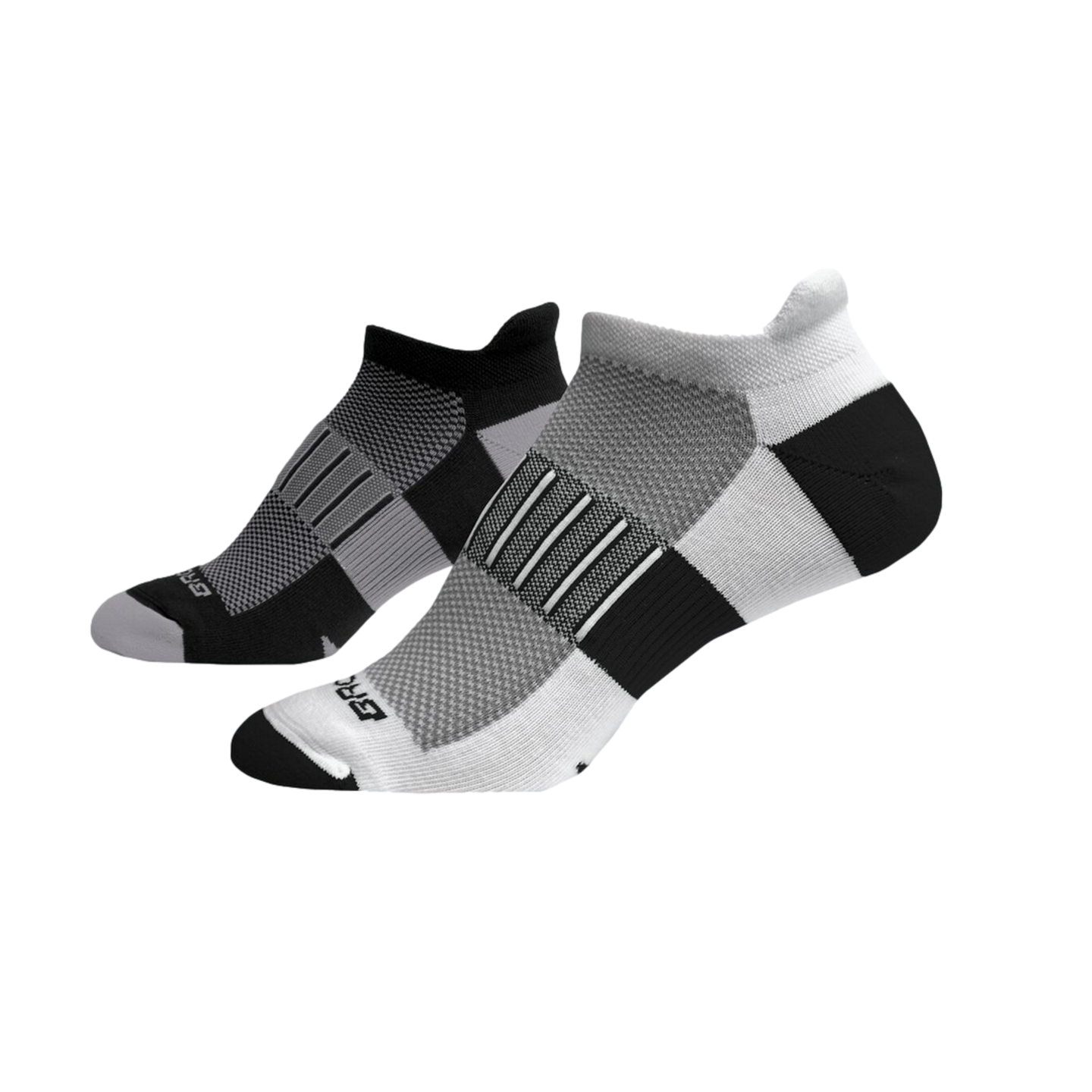 Brooks Ghost Midweight Socks (2 Pack) [Black/Oxford - White/Black]--City Sports