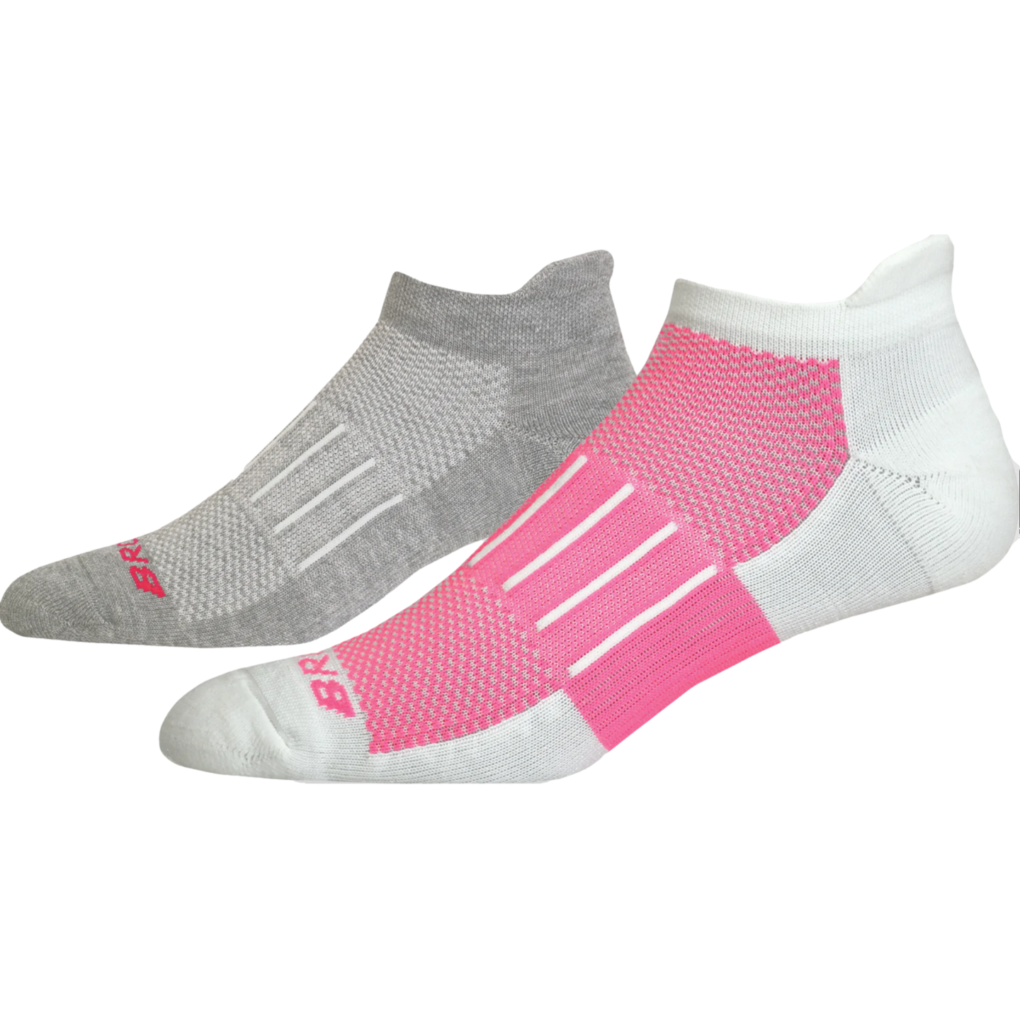 Brooks Ghost Midweight Socks (2 Pack) [Oxford/Pink]--City Sports