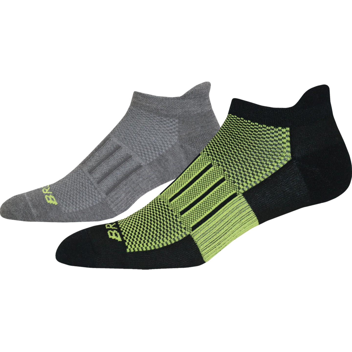 Brooks Ghost Midweight Socks (2 Pack) [Asphalt/Lime]--City Sports