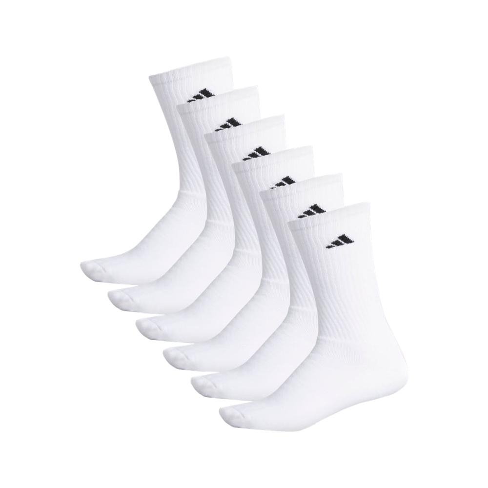 Adidas Cushioned Climalite Compression Crew Socks (6 Pack) [White] 6-12--City Sports