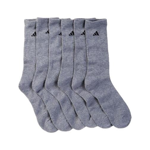 Adidas Cushioned Compression Crew Socks (6 Pack) [Grey] 6-12