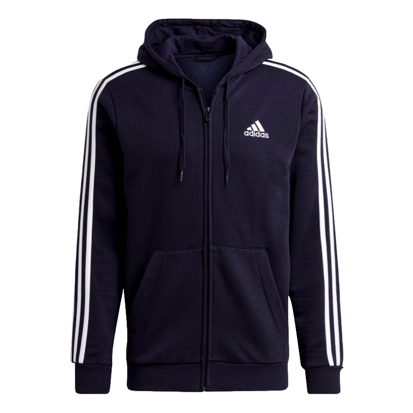 Adidas Mens Essentials Fleece 3 Stripes Full Zip Hoodie--City Sports